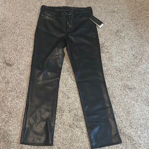 Sleek Black Straight Leg Faux Leather Pants